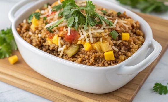 cheesy hamburger rice casserole