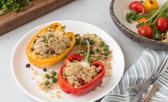 roasted veggie and quinoa-stuffed peppers